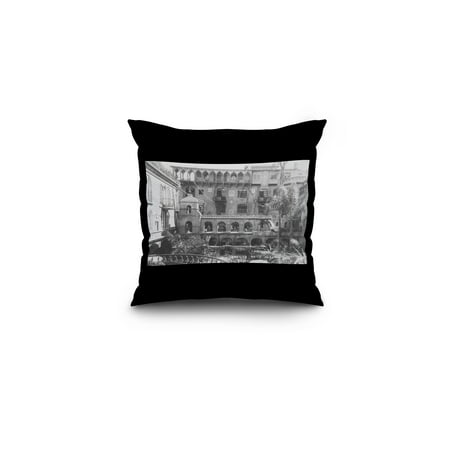 Patio Inn Mission Inn Spanish Patio View Riverside, CA Photograph (16x16 Spun Polyester Pillow, Black Border) ()