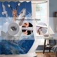 thumbnail image 5 of Extra Long 72"x84"Funny Cat Shower Curtain Set with Hooks,Ocean Sharks Bathroom Curtain Kids Fabric Waterproof Bath Curtain Machine Washable, 5 of 6