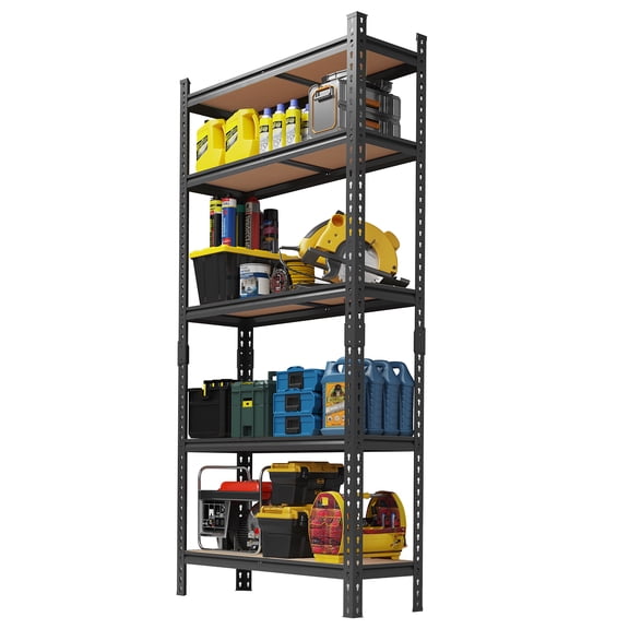 BouPower Metal Garage Shelving Unit,Heavy Duty 5-Tier Adjustable Storage Shelves,Steel Shelving,Industrial Shelves for Heavy Tools and Equipment,for Garage,Basement,72in H