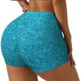 thumbnail image 2 of Vsdgher Blue Glitter print Workout Shorts for Women Seamless Soft Smooth Gym Yoga Scrunch Active Exercise Fitness Shorts, 2 of 8