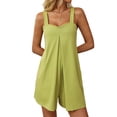 thumbnail image 4 of Deago Women's Summer Casual Sleeveless Romper Loose Overalls Shorts Jumpsuit with Pockets Beach Vacation Outfits (Green, L), 4 of 10