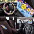 thumbnail image 4 of Uorisanigo Mandala Flower Car Seat Covers Set 14 Pcs with Cars Console Cover and Steering Wheel Cover Auto Headrest Cover Seat Belt Cover Cars Water Cup Coaster Soft Anti-slip Fit Car SUV, 4 of 5