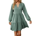 thumbnail image 1 of TSADFHJI Jupes pour Femmes Robe Longue en Tricot Boho Manches Courtes Col Rond avec Poches Robe Décontractée Imprimée Col Rond Robes de Printemps m Vert, 1 of 8