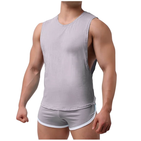 Kukoosong Men's Sleeveless Crew Neck Tank Top with Athletic Shorts, Casual Loose Fit Solid Color Activewear Gym Workout Set Men Summer Muscle Tee Tank Tops