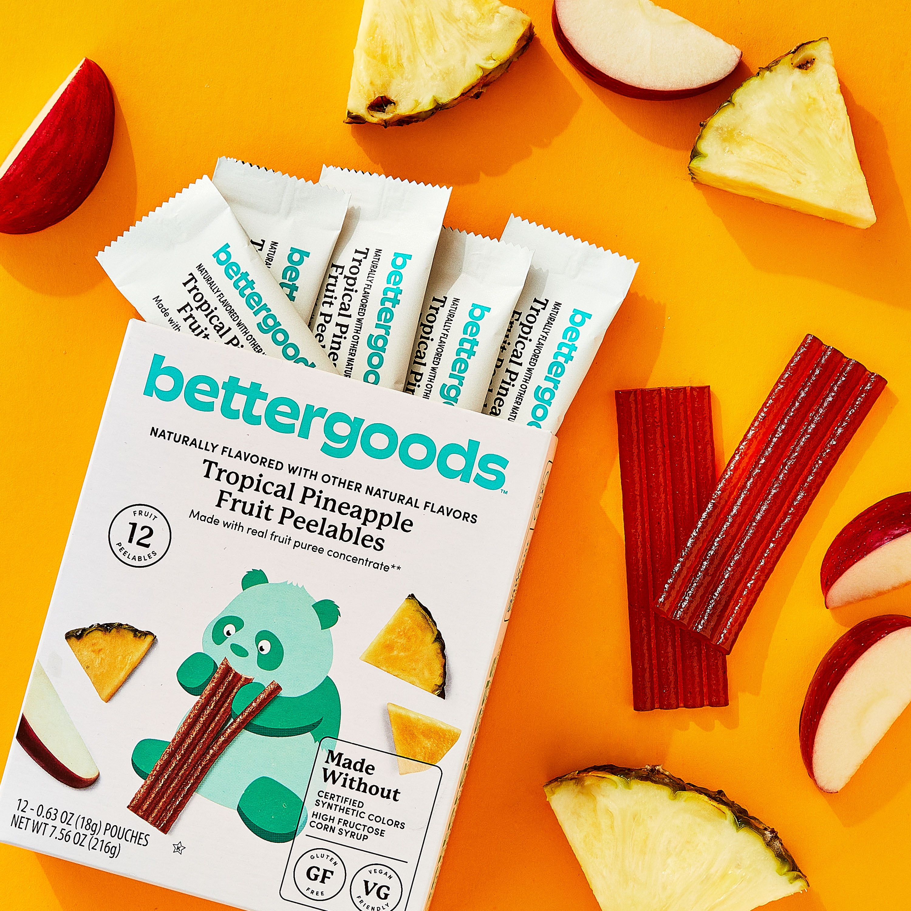 bettergoods Tropical Pineapple Fruit Peelables, 0.63 oz, 12 Count