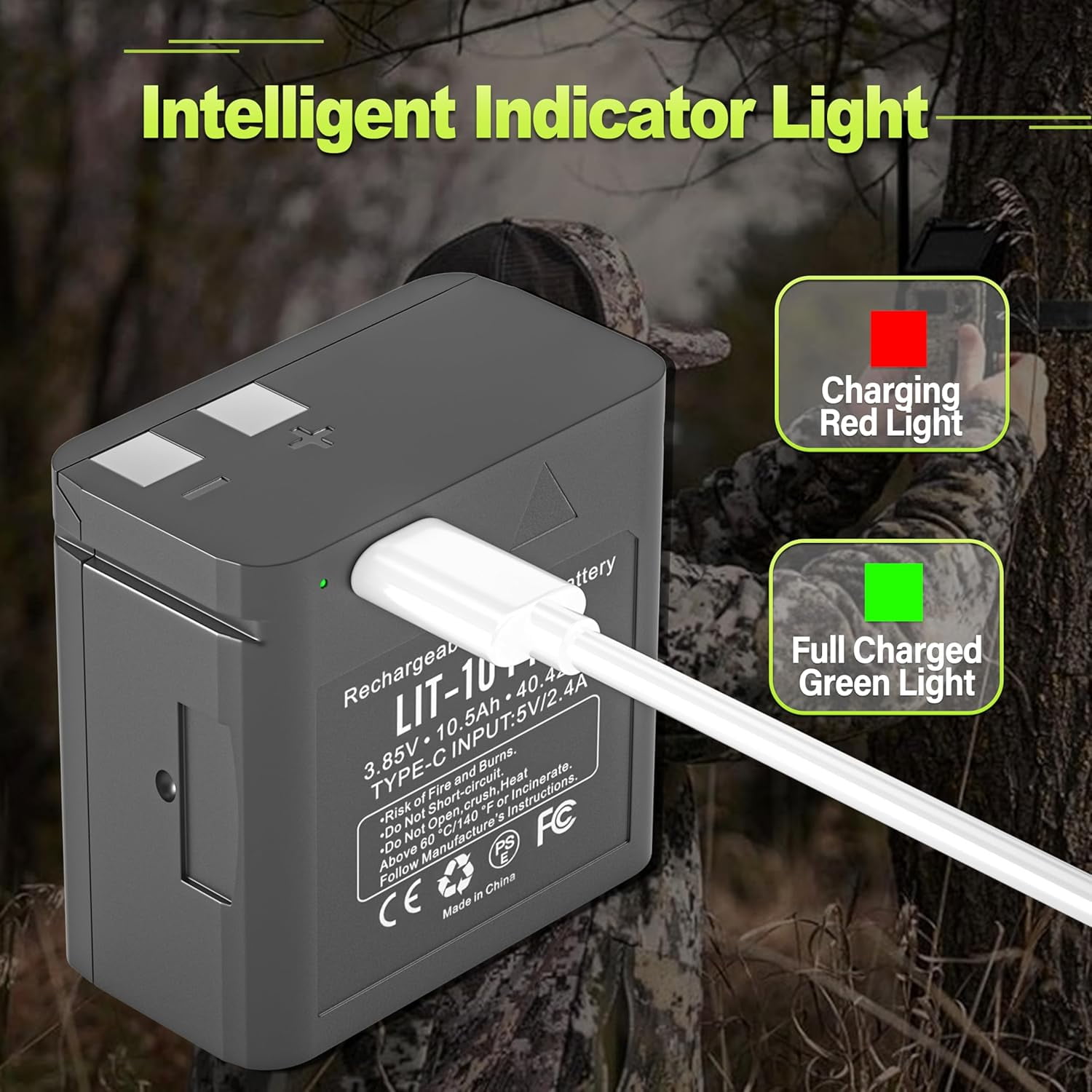 4 Pack 10500mAh Replacement LIT 10 Pro Rechargeable Battery for SPYPOINT Trail Camera LINK-MICRO-LTE, CELL-LINK, LM2, LINK-MICRO-S-LTE, FLEX M, for 3.85V Hunting Camera Battery with Type-C Cable