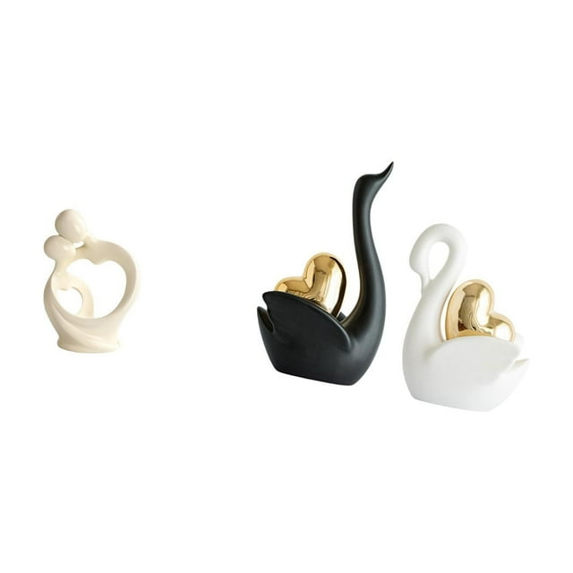 Estatua abstracta,Estatua de resina,decoración para el hogar,escultura de pareja,estatua de cisne,Estatuas y figuras de cisnes de cerámica moderna,Escultura de animales como decoración de mesa
