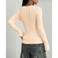 thumbnail image 4 of BTFBM Womens Sweaters Cable Knit V Neck Long Sleeve Tops | Lightweight Ribbed Fitted Pullover,Y2K Going Out Top,Basic Tunic Daily Wear Fall,Dressy Work Business Casual Outfits, 4 of 9