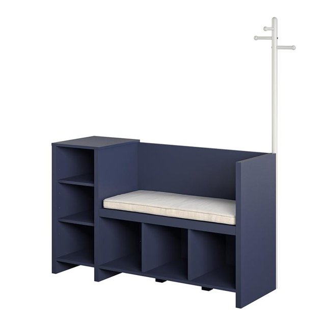 Ameriwood Home Tyler Storage Bench and Coat Rack in Navy