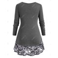 thumbnail image 2 of Camiseta con Panel de Encaje de Talla Extra Rosegal  Mangas largas de talla grande, 2 of 5