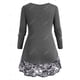 thumbnail image 2 of Camiseta con Panel de Encaje de Talla Extra Rosegal  Mangas largas de talla grande, 2 of 5