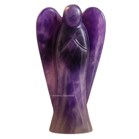 Amethyst Guardian Angel, Carved Angel Figurine - 3 inch