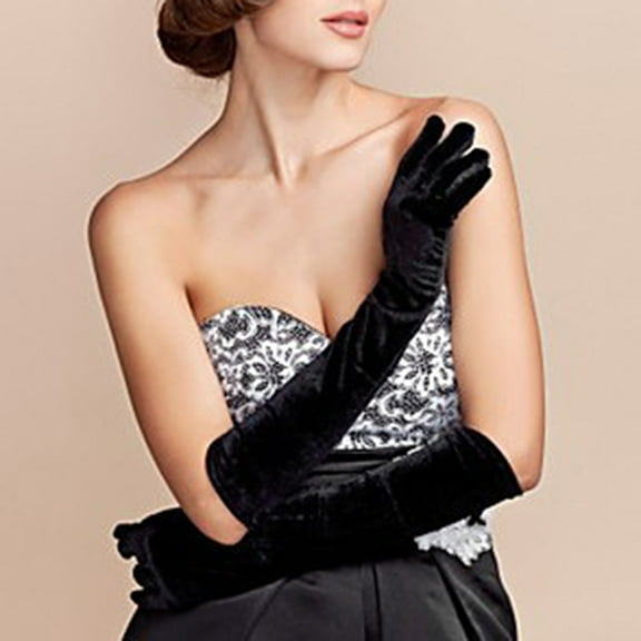 Dress Choice Women 20s Satin Gloves Long Velvet Gloves Opera Length Costume Evening Banquet Party Wedding Dance Gloves
