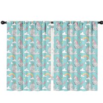Funny Window Curtains for Kids Room - 42Wx63H Inch 2 Panels, Rod Pocket Colorful Cartoon Horse Patterns for Girls Bedroom Decor Preschool Classroom Curtains Playroom Living Room Window Drapes