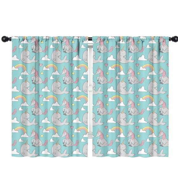 Funny Window Curtains for Kids Room - 42Wx63H Inch 2 Panels, Rod Pocket Colorful Cartoon Horse Patterns for Girls Bedroom Decor Preschool Classroom Curtains Playroom Living Room Window Drapes