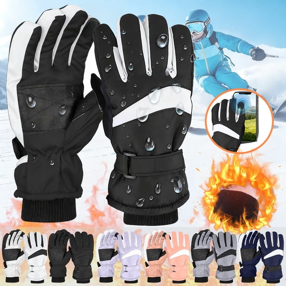 Men's Winter Warm Gloves, Thickned Windproof, Fleece-Lined thermal, Index Finger Touchscreen, Adjustable Wrist Strap & Anti-Loss Buckle, Ideal for Cold-Weather Outdoor Use(Black A,Men's Size)