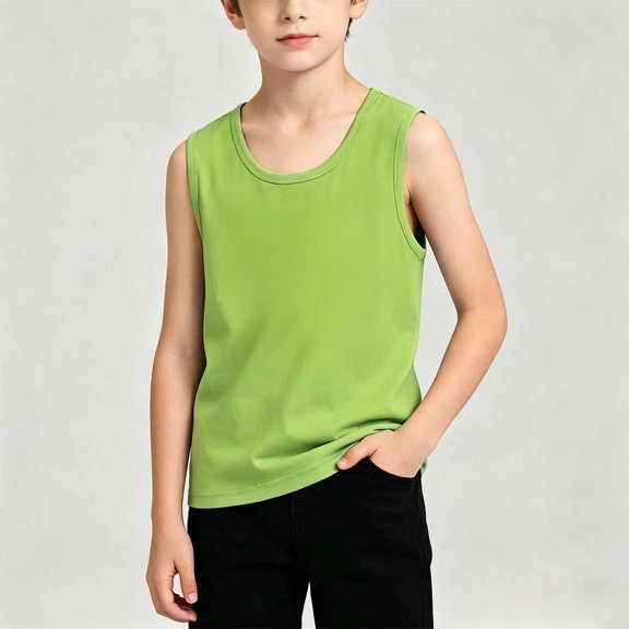Ceisia Boys' Solid Color Sleeveless Cotton Tank Top Green 1 Years-2 Years Gift