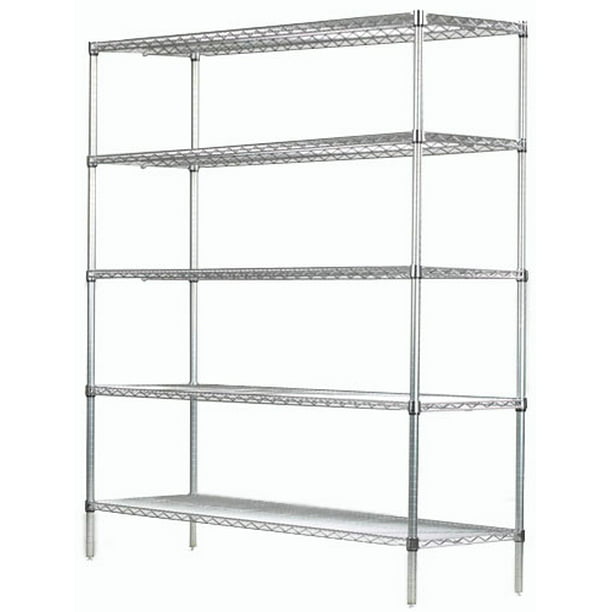 5 Tier Chrome Starter Shelving Unit, 18 Wide Wire Shelving