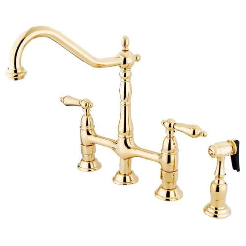 Kingston Brass Heritage Double Handle Widespread Kitchen Faucet with Side Spray
