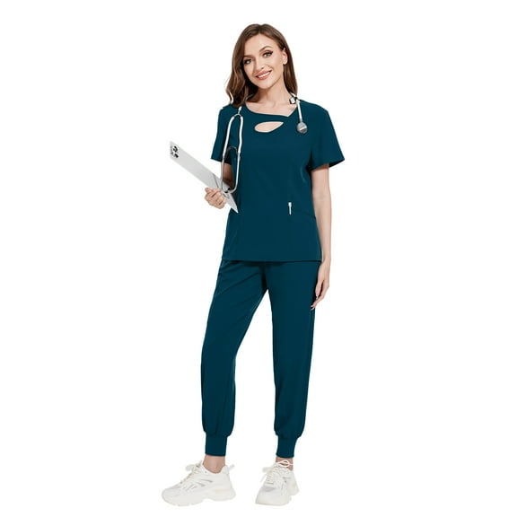 VIAOLI Women's Scrubs Set - Stretchy Medical Uniform with Pockets, for Nurses & Doctors, S-XXL, Multi-Color