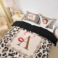 thumbnail image 3 of Catabedysis Brown Initial A Bedding,Wild Leopard Print Duvet Cover Full For Girls,Black Reversible,3-Piece,1 Duvet Cover and 2 Pillowcases, 3 of 6