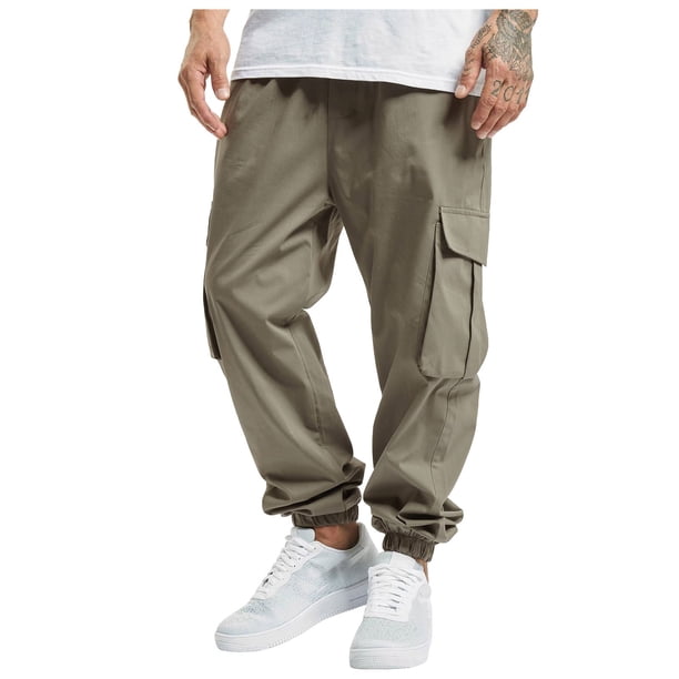 Pantalones cargo de color liso para hombre, aptos para todas las estaciones, con bolsillos. Mono deportivo informal de poliéster.
