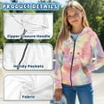 thumbnail image 6 of Chaqlin Tie Dye Flower Axolotl Youth Zip Up Hoodie Lightweight Long Sleeve with Pockets Casual Athletic Outerwear Teens Size 13-14, 6 of 7