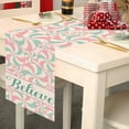 thumbnail image 4 of Christmas Peppermint Candy Table Runner, Pink Xmas Believe Kitchen Dining Table Decoration, Winter Burlap Indoor Outdoor Home Decor Holiday Party Supply 13 x 72 Inches, 4 of 6