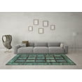 thumbnail image 3 of Ahgly Company Indoor Round Abstract Light Blue Modern Area Rugs, 3' Round, 3 of 4