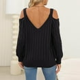 thumbnail image 4 of Amidoa Womens Sweaters V-Neck Long Sleeve Black Off the Shoulder Heart Lightweight Knit Sweaters Women's Cardigans S, 4 of 4