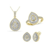 JewelersClub 1.00 Carat T.W. White Diamond 14k Gold Over Silver 3 Piece Jewelry Set