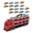 thumbnail image 4 of Juego de juguetes de camión transportador grande perfke catapulta pista de carreras con 16 coches color rojo, 4 of 9