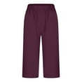 thumbnail image 4 of Women Capris Under $5! Cagogo Women's Summer Wide Leg Capri Pants with Pockets Casual Loose Fit Lightweight Palazzo Pants Plus Size Elastic Waist Stretch Trendy Yoga Capris, 4 of 6