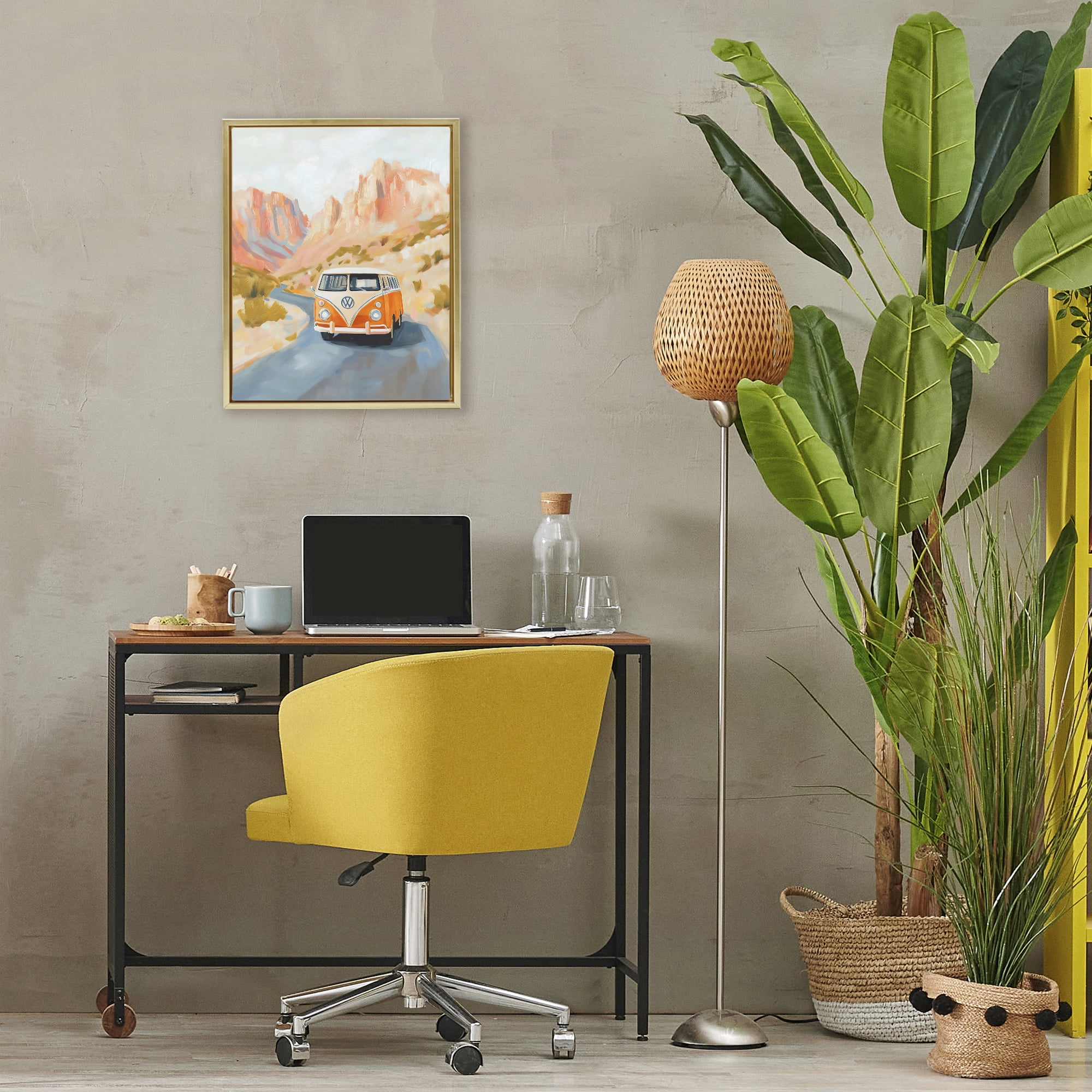 Stupell Industries Van Life Desert Canyon Gold Framed Floater Canvas Wall Art, design by The Prints Vibe