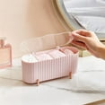thumbnail image 7 of 3 Compartment Swab Box Storage Case,Happon Cotton Swabs Dispenser,Swab Caddy with Lid for Cotton Pads Bathroom Organizer Canisters - Pink, 7 of 7
