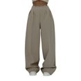 thumbnail image 2 of Women's Casual Pants High Waisted Side Pocket Straight Leg Work Pants Women'S Fashionable High Waist Zipper Casual Pants Suit Pants,Beige Women's Casual Pants XL, 2 of 6