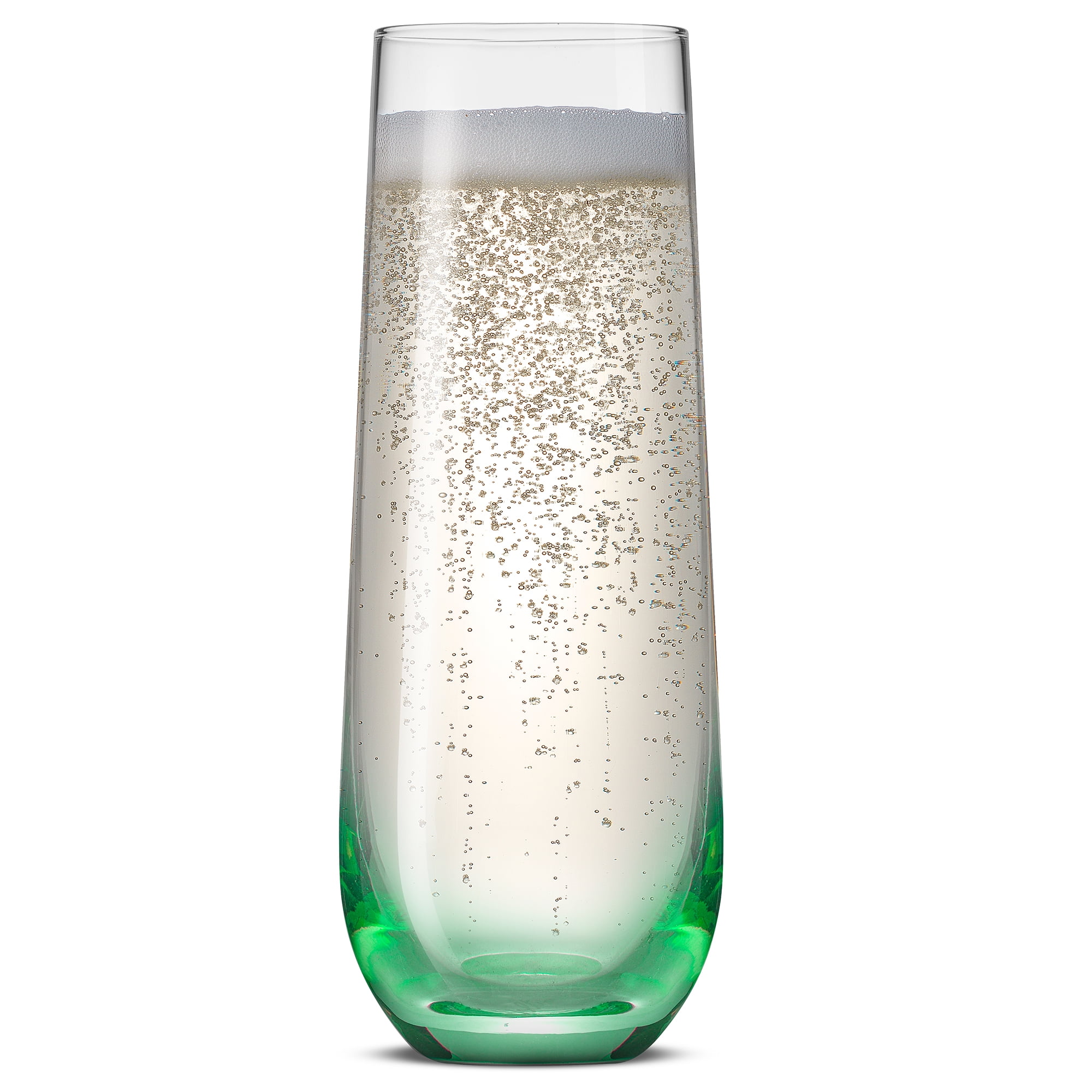 Hue Colored Stemless Champagne Glasses, Colorful Champagne Flutes, Mimosa Party Glasses (Set of 6)