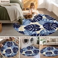 thumbnail image 6 of Round Area Rug 4ft, Blue Leaf Tropical Palm Leaves Non-Slip Non-Shedding Floor Mat, Foliage Botanical Washable Sturdy Carpet for Living Room Bedroom Home Decor, 6 of 9