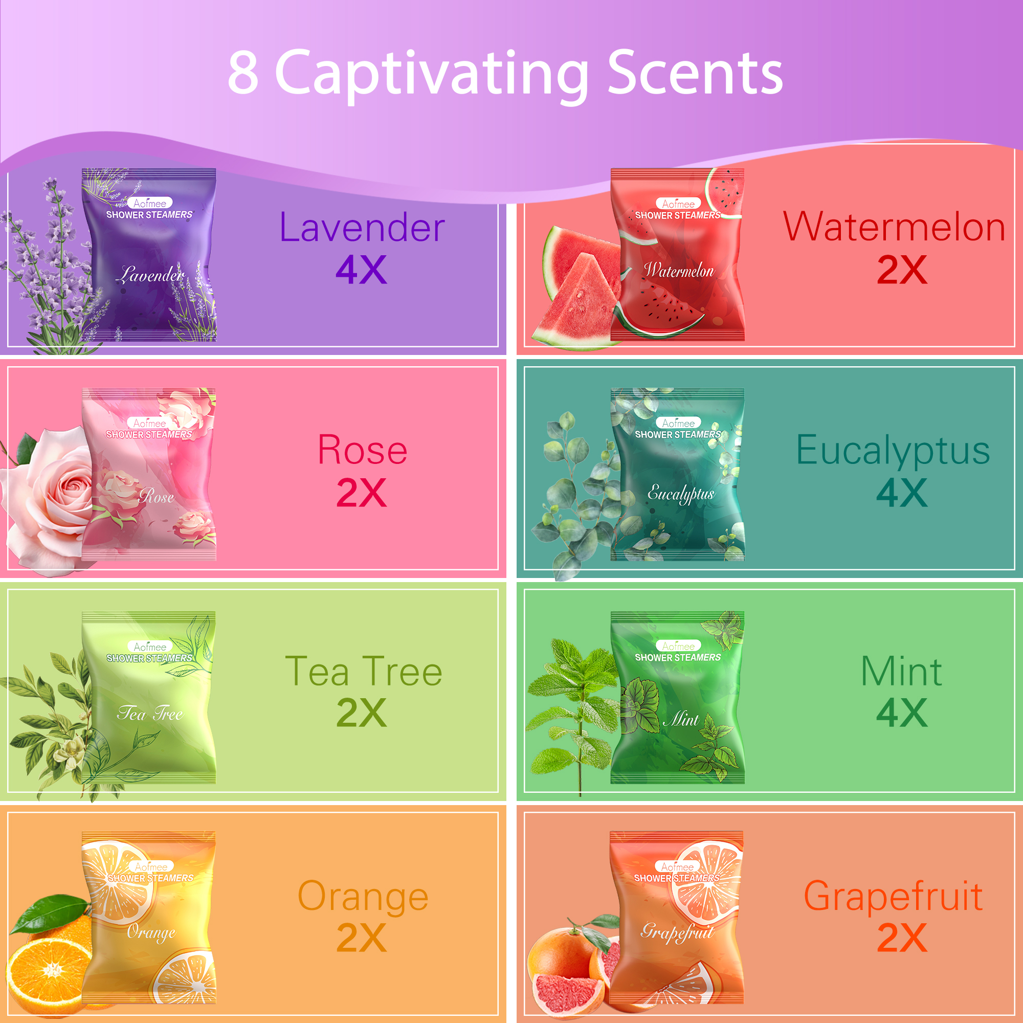 Aofmee Shower Bombs, 22 Pack with 8 Variety Scents photo 4