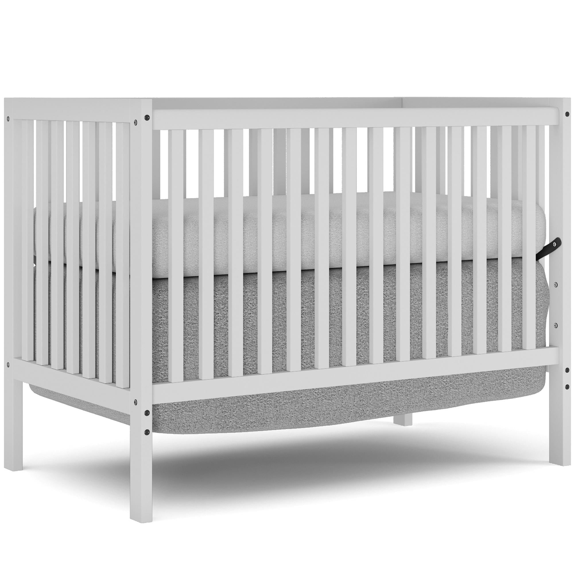 HSUNNS 5-in-1 Convertible Crib, Baby Crib with Slats, Certified Baby Safe Crib, Converts from Baby Crib to Toddler Bed, Easy Assembly, 3 Adjustable Heights, White