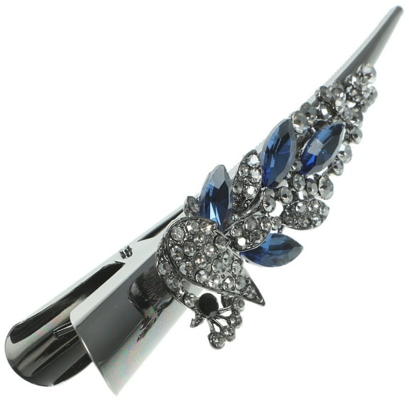 Raindrops Silver Crystal and Metal Large Alligator Hair Clip for Women Suitable for Thick or Thin Hair