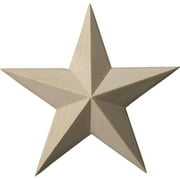 3 1/2"W x 3 1/2"H x 5/8"P Galveston Star Rosette, Rubberwood