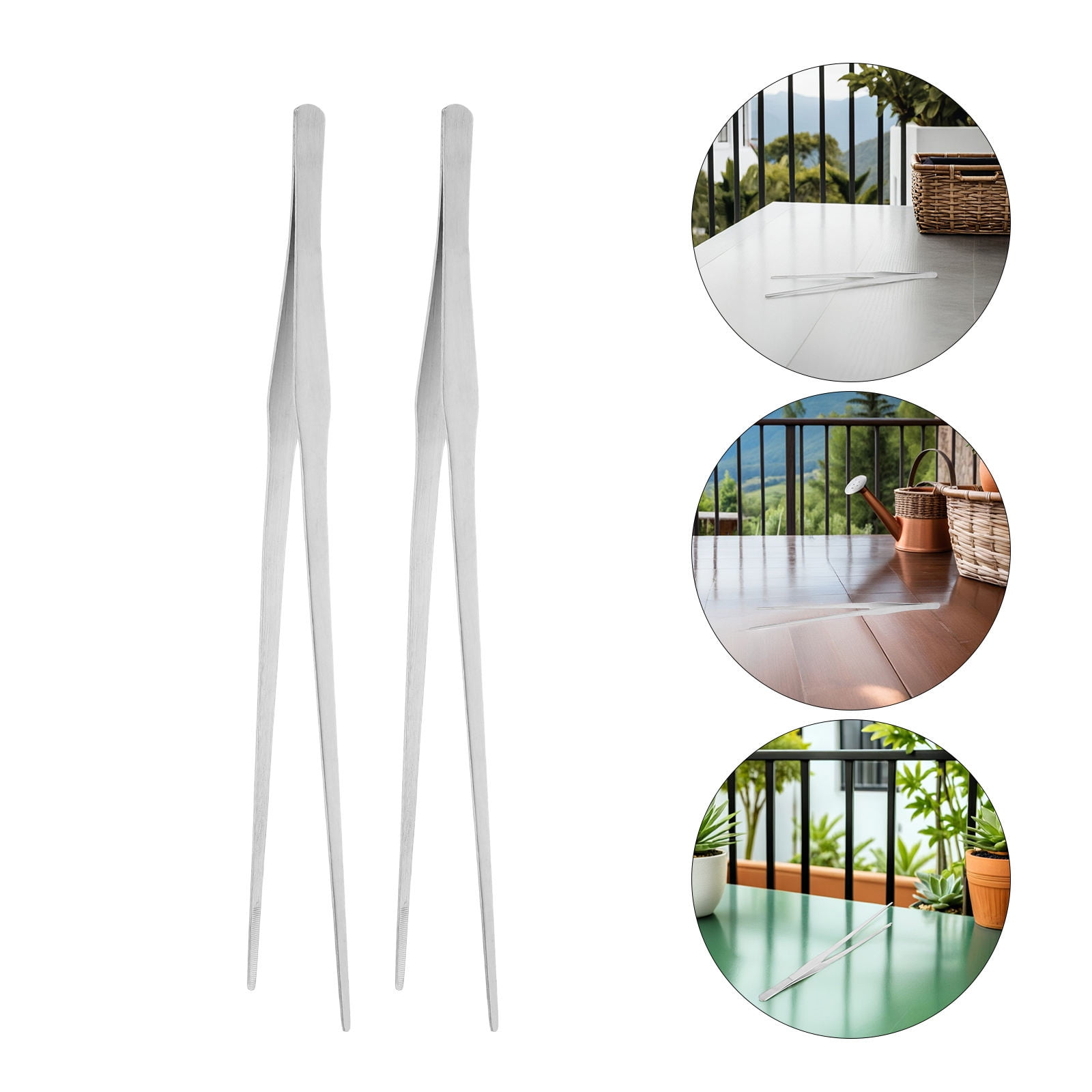 HONMEET Stainless Steel Tweezers Plated Silver for Home Reptile Feeding and Aquascaping