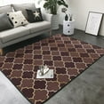 thumbnail image 3 of Area Rugs For Living Room Decor - Brown Gold Grid Soft Anti Slip Throw Washable Rugs 5x7 For Bedroom, Indoor Carpet For Bedroom Living Room 80x58In, 3 of 7