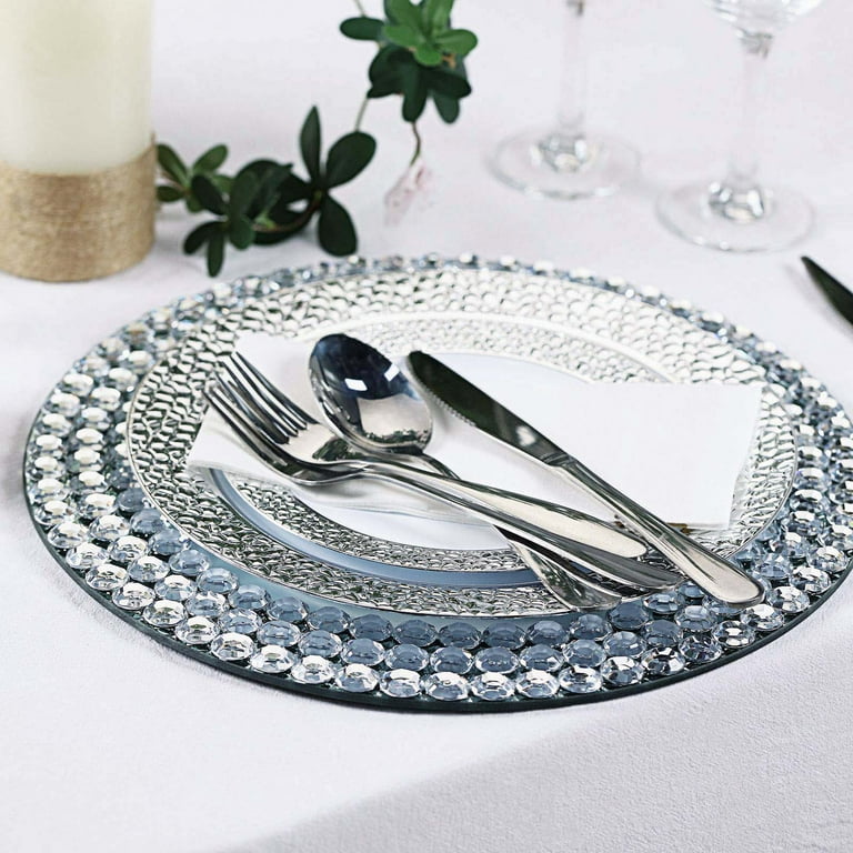 Silver glass charger clearance plates
