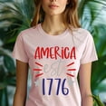 thumbnail image 5 of Patriotic Graphic T-Shirt, USA Est. 1776, Short Sleeve Crewneck Tee, Light Pink, Size 5XL, 5 of 6