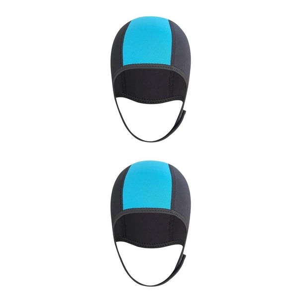 Soidarity Dive Hood Snorkeling Hat Head Protection Water Ear Sports negro y azul 2piezas