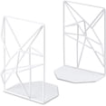 thumbnail image 1 of Bookends White, Decorative Metal Book Ends Supports for Shelves, Unique Geometric Design(1 Pair/2 Pieces), 1 of 7