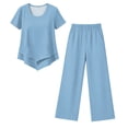 thumbnail image 4 of Clossjun Womens Sets Two Piece Capri Outfits Casual Trendy Fitted Crop Pants and Top Matching Suits Summer Cloths, 4 of 5