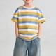 thumbnail image 5 of Blusas y camisas de manga corta con cuello redondo Camiseta de manga corta con cuello redondo a rayas para niño Camiseta informal de media manga para uso diario para bebé Camiseta de algodón para niño, 5 of 8